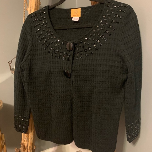 Ruby Rd. Embellished Black Cardigan Size Medium - Picture 1 of 9